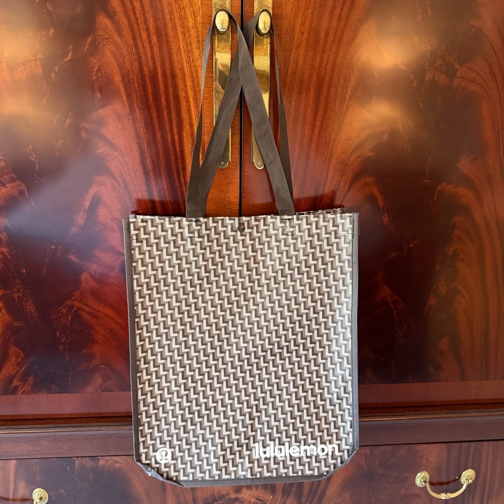 Lululemon Large Reusable Tote Bag Sequoia Brown Jacquard Limited Edition Shopper